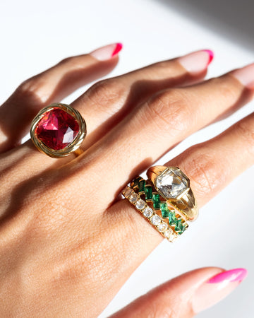 Pink Braided Stone Gold Ring by Short & Suite